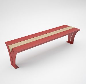 banc en acier/bois rouge