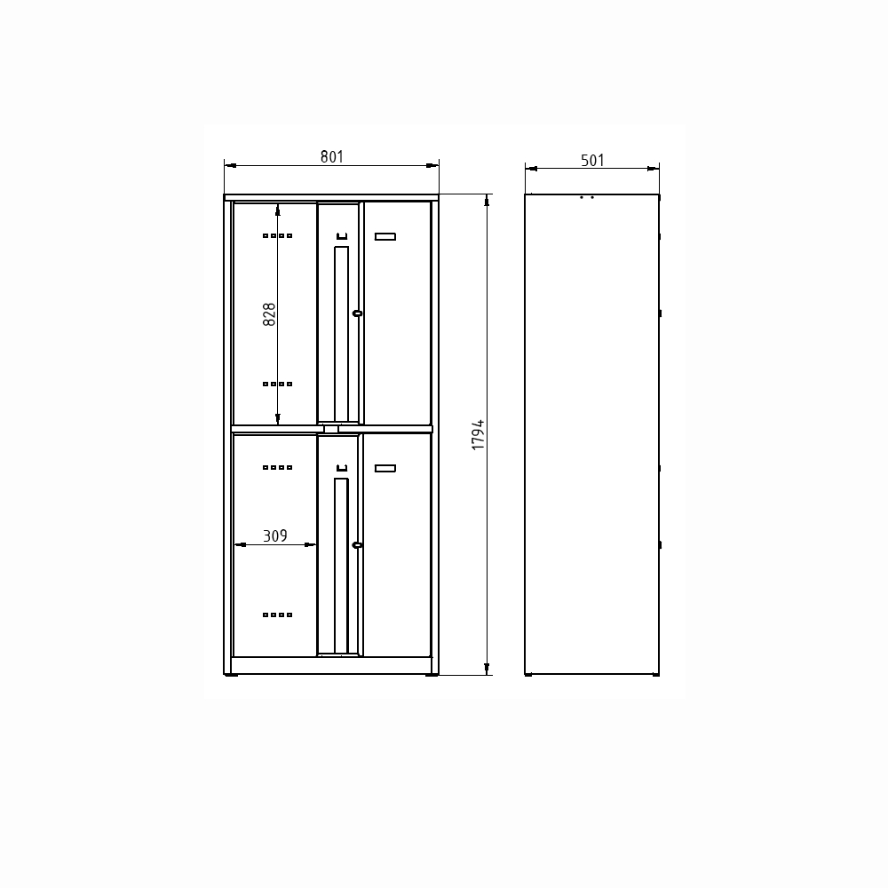 Armoire 2 portes par section L400 mm