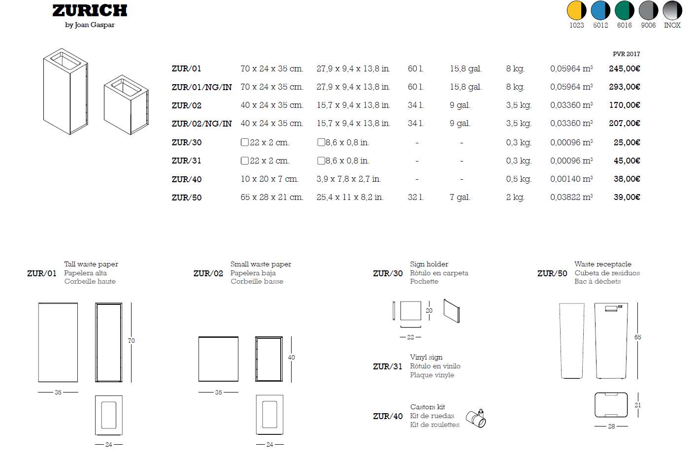 Corbeille/conteneur de recyclage ZURICH
