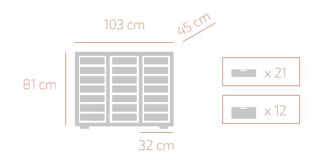 Armoire à 21 bacs H-80 cm