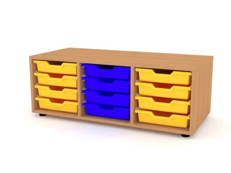 630240 1R, 4xF1+4xF1+4xF1 392 x 1041 x 480 Armoire en bois NELI 12 bacs