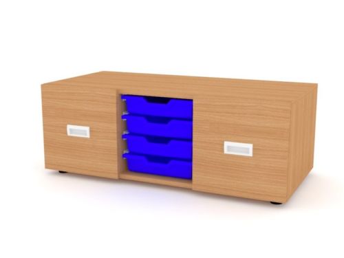 Armoire en bois NELI 2 tiroirs 4 bacs