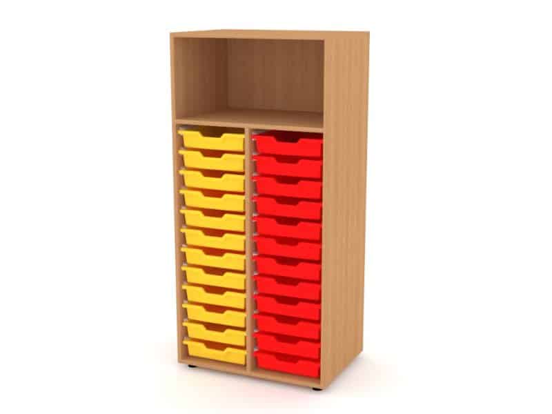 630513 4R, 12xF1+12xF1, 1N 1469 x 700 x 480 Armoire en bois NELI 24 bacs 1 niche