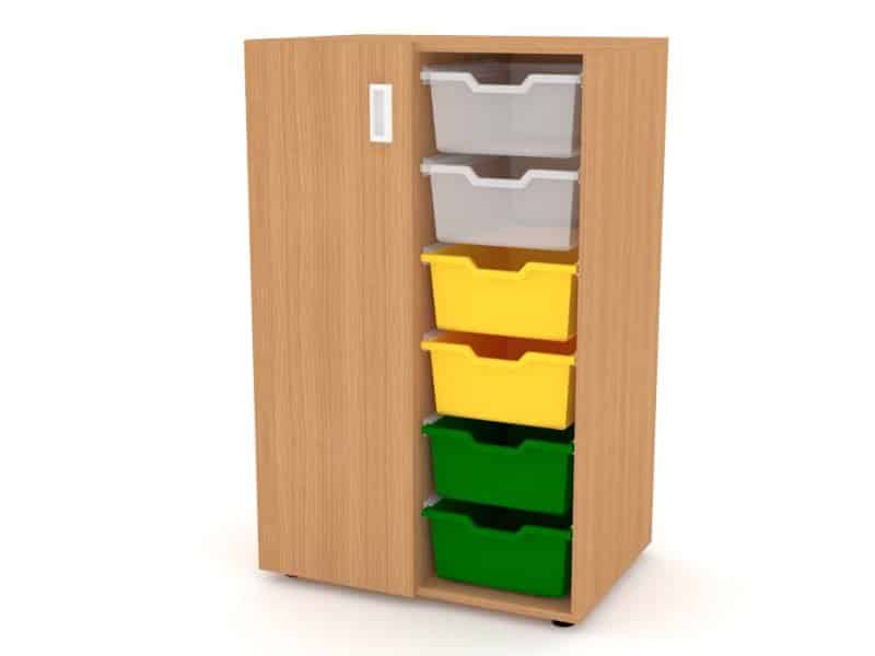 630425 3R, 3DL+6xF2 1113 x 700 x 480 Armoire en bois NELI 1 porte 6 bacs