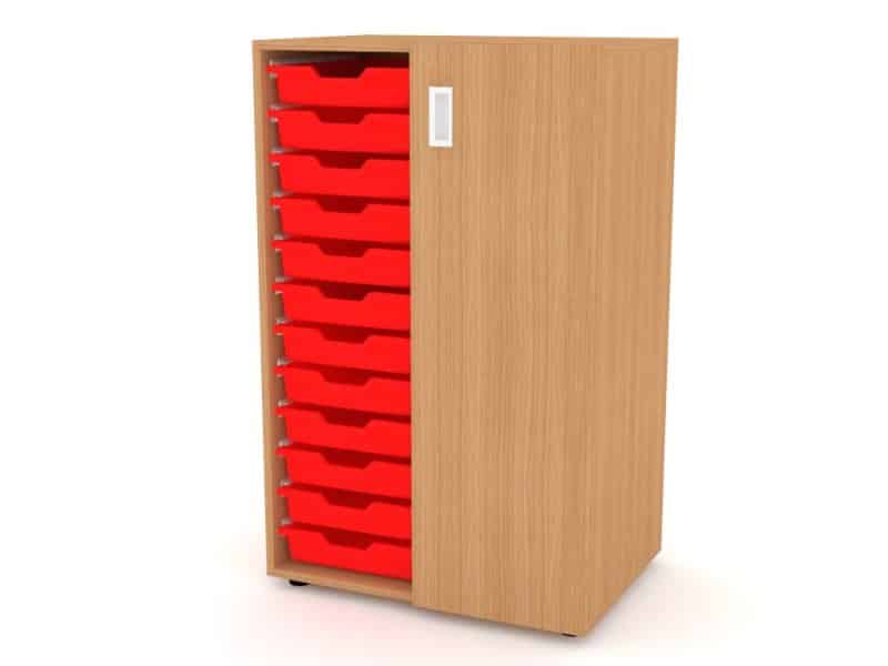 630426 3R, 12xF1+3DP 1113 x 700 x 480 Armoire en bois NELI 1 porte 12 bacs