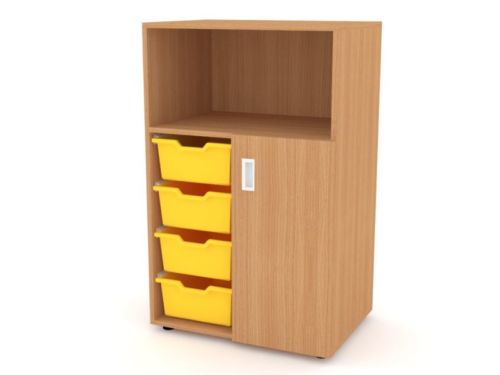 Armoire en bois NELI 1 porte 4 bacs 1 niche