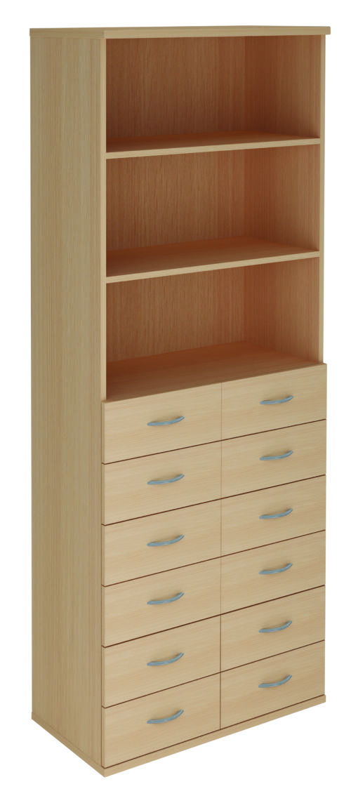 Bureau Armoires en bois, 12 tiroirs 3 étagères