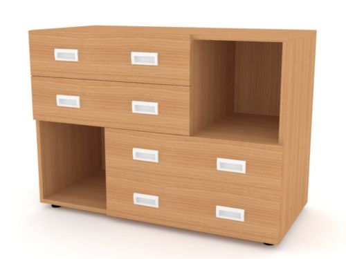 Armoire en bois NELI 4 tiroirs 2 niches