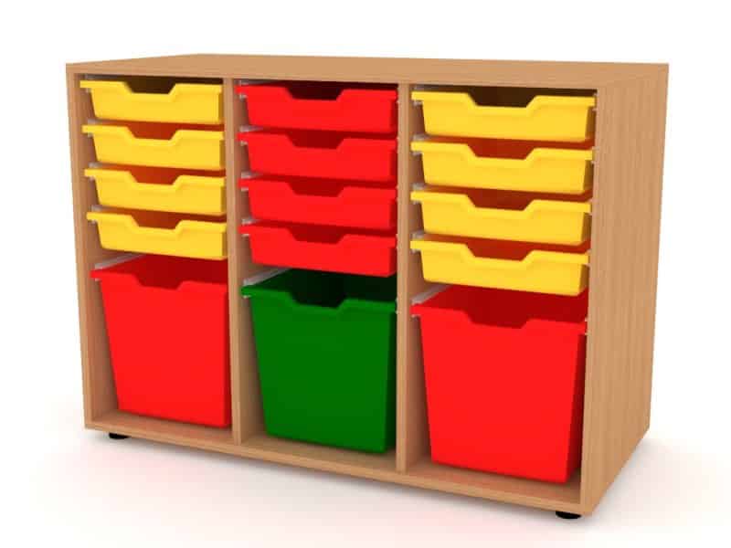 Neli II 2R, 1xF3, 4xF1+1xF3, 4xF1+1xF3, 4xF1 757 x 1041 x 48 Armoire en bois NELI 15 bacs