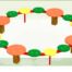 banc enfants en cercle, bois et polyéthylène