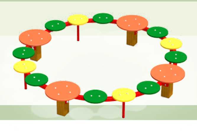 p590 banc enfants en cercle, bois et polyéthylène