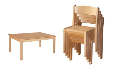 Set Table en bois 120 x 60 cm avec 4 chaises