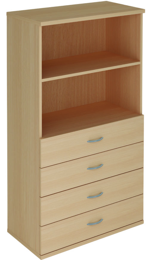 Bureau Armoires en bois, 4 tiroirs 2 étagères