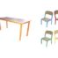 Table stratifiée avec 4 chaises