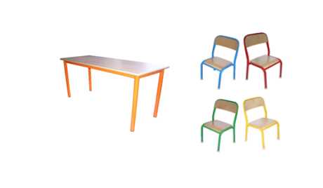 Table stratifiée avec 4 chaises