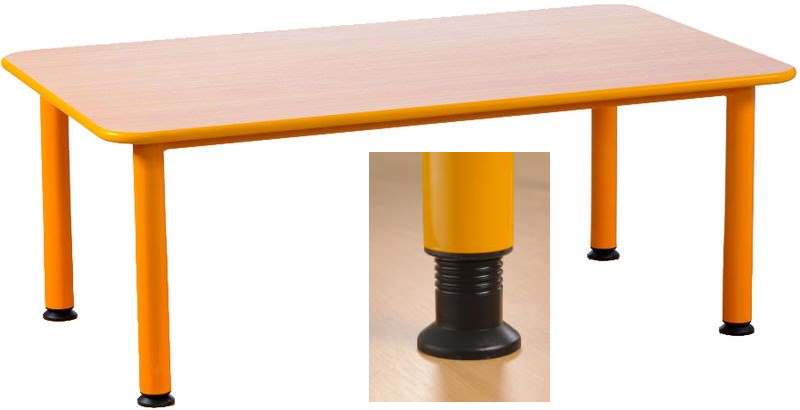 domino2_resultat Table piétemenet soudé. Structure sous le plateau 40/20 mm. Pieds diamètre 50 mm, embouts entrant en polyamide, en forme vis qui régle la hauteur de la table de 46 - 59 cm. Couleur piètement selon nuancier. Plateau en mélaminé 22 mm d'épaisseur, chant anti choc en PVC 3 mm d'épaisseur intégré dans latablette, angles arrondis. Antitache et anti-rayure. Fixation de la tablette par les inserts - solidité et durabilité. Livré monté. Produit EU 