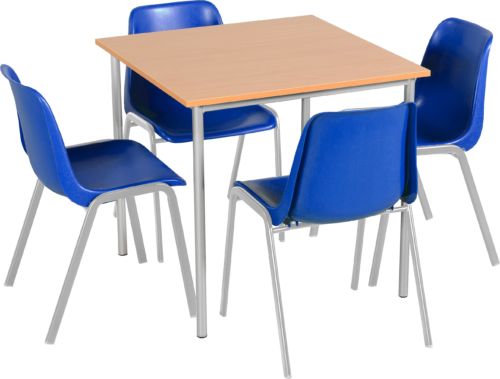 Set de 1 Table carrée avec 4 chaises COQUE PVC