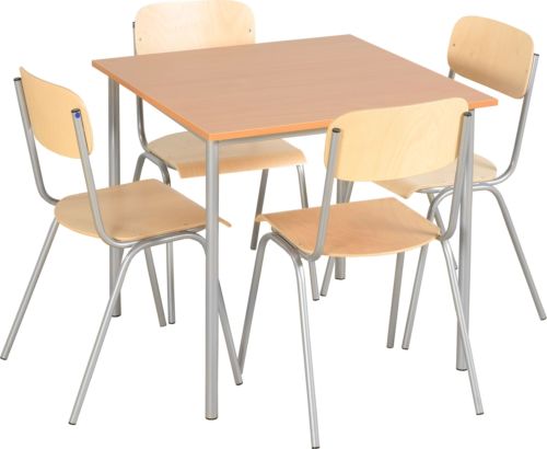 Set de 1 Table carrée avec 4 chaises