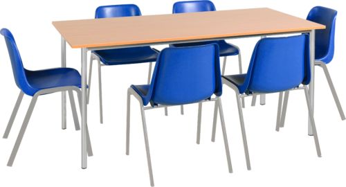 Set de 1 Table avec 6 chaises COQUE PVC